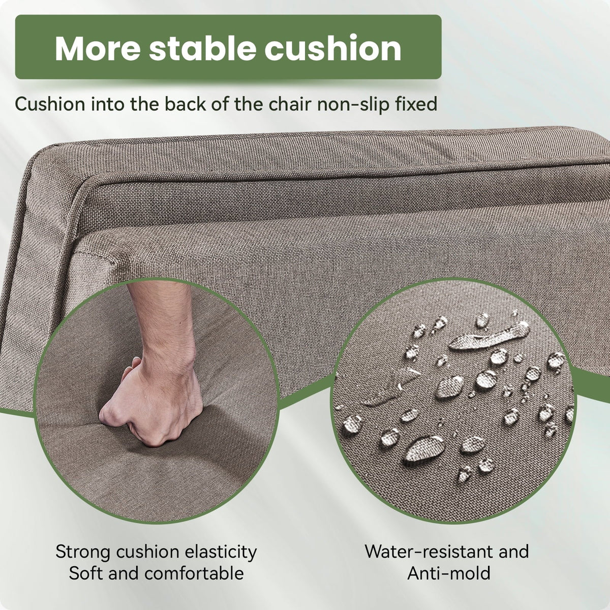 OPOHORO Outdoor Recliner Chair With Cushion, Beige, 1-Pc