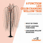 Indoor/Outdoor Battery-Operated 8-Function LED Color-Changing Willow Tree, Orange and Purple, 48", Halloween by Way To Celebrate