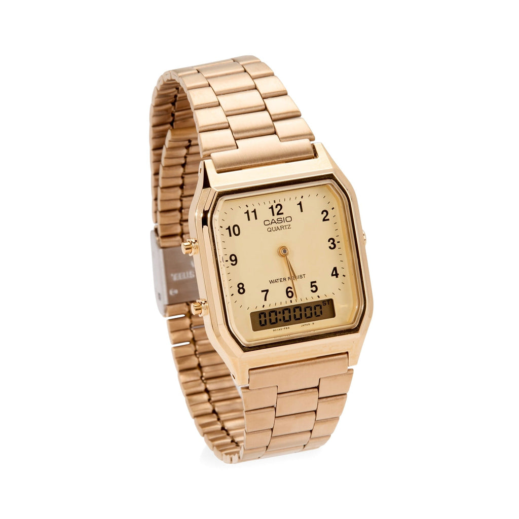 Casio AQ230 Analog Digital Watch - Gold