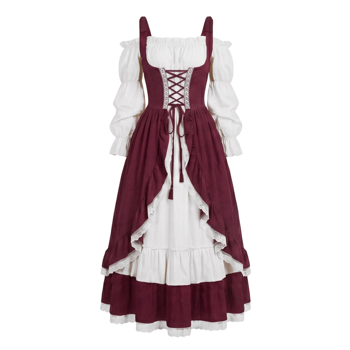 Kinrui Renaissance Costume Women Vintage Medieval Victorian Dress Tie Knot Corset Ren Faire Maid Fairy Cosplay Princess Dresses Blue 3XL