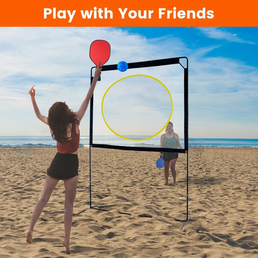 Slsy Portable Pickleball Set With Net, 4 Paddles, 4 Outdoor Pickleballs And 12 Birdies