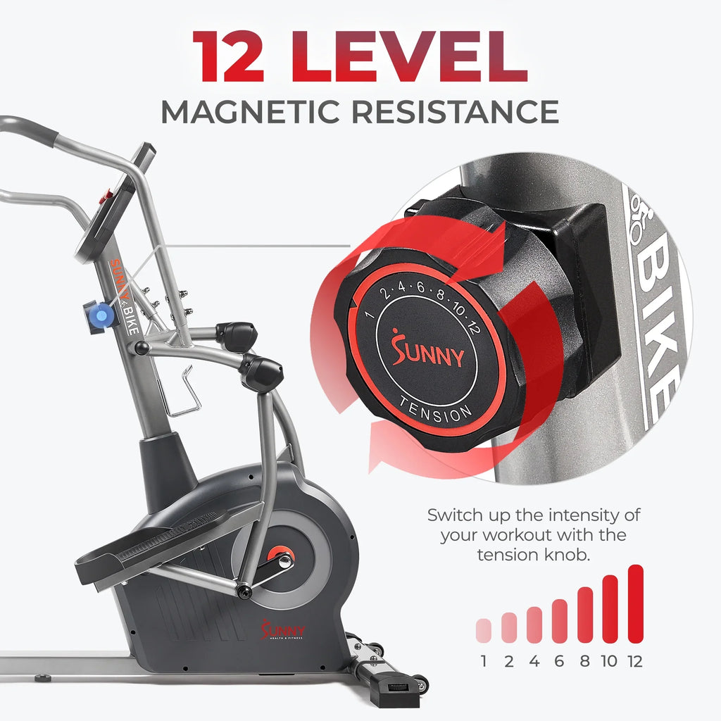 Sunny Health & Fitness Elite Connected Recumbent Cross Trainer Elliptical With Arm Exercisers - SF-RBE420049