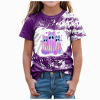 CAUYDY Halloween Ghouls Ghost Retro Girl Kids T-Shirt Graphic Tshirt Little Kids Fall Short Sleeve Tee Tops(Orange, 8-9 Y)