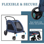 Tikysky 4-Wheel Pet Stroller for Medium and Large Dogs and Cats - Blue