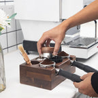 Cxren Solid Walnut Espresso Tamping Station Portafilter And Tamper Organizer For 51mm And 58mm Gear