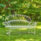 Antique White Curved-Back Garden Bench - Paris 1968
