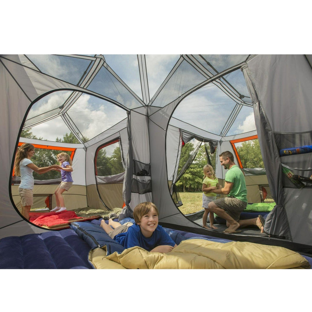 Ozark Trail Instant Cabin Tent, Sleeps 12, 16 ft x 16 ft, Brown/Red - WMT-161682B