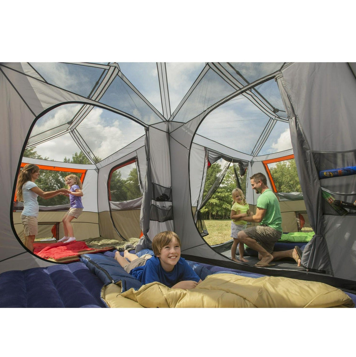 Ozark Trail Instant Cabin Tent, Sleeps 12, 16 ft x 16 ft, Brown/Red - WMT-161682B