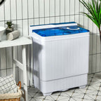 Portable Twin Tub Washer Dryer Combo With Drain Pump, 26 LBS - Blue/Gray