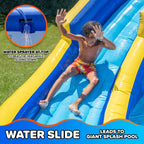 Sportspower Big Wave II Inflatable Water Slide With Climbing Wall And Splash Pool, Ages 3-8