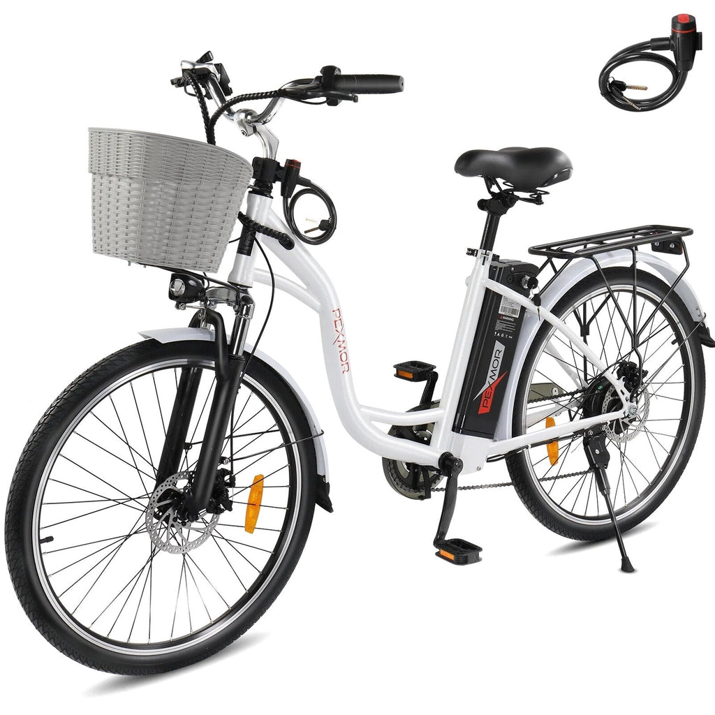 PEXMOR Adult City Commuter Electric Bike 350W Peak 500W 36V 12.5AH 26in Shimano 6-Speed