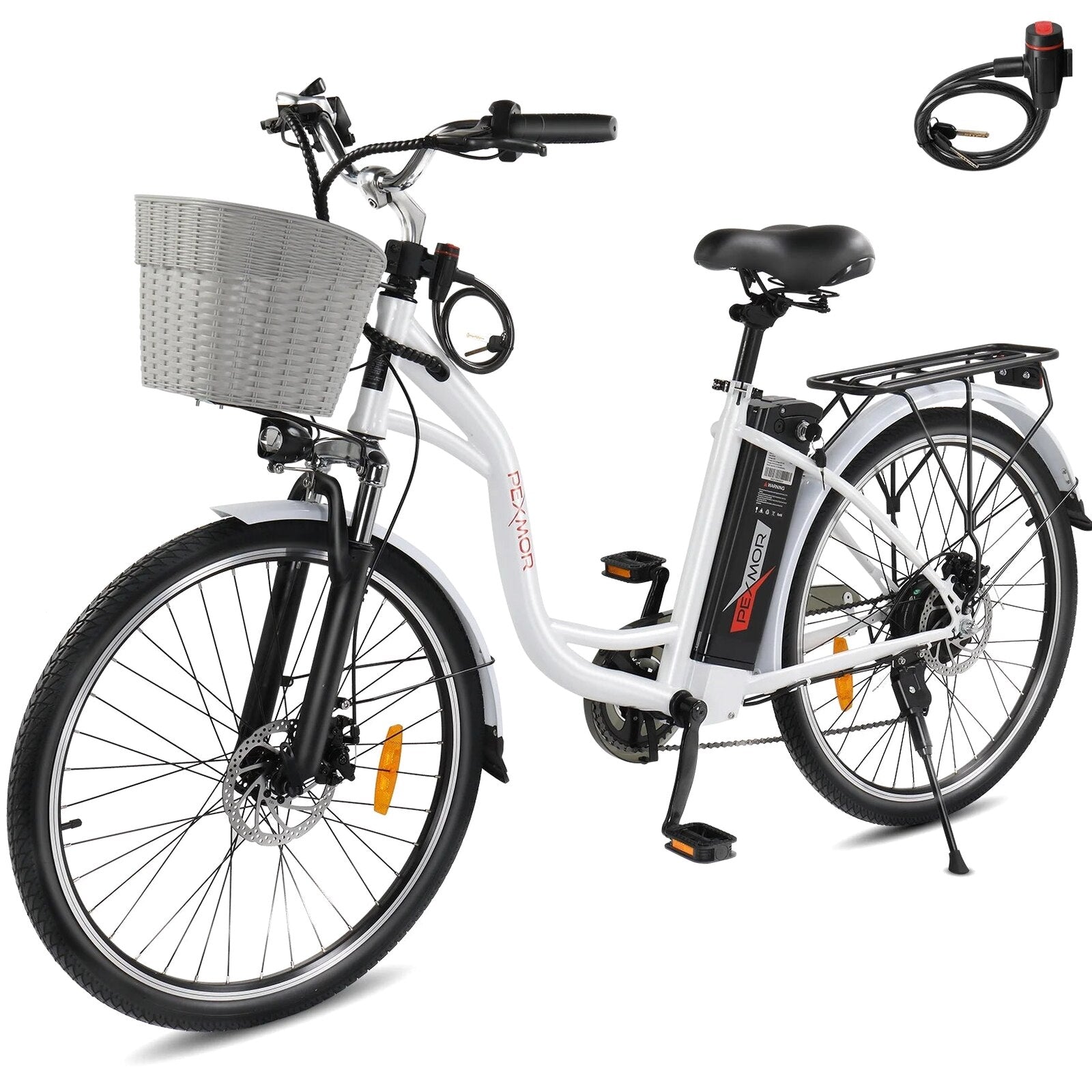 PEXMOR Adult City Commuter Electric Bike 350W Peak 500W 36V 12.5AH 26in Shimano 6-Speed