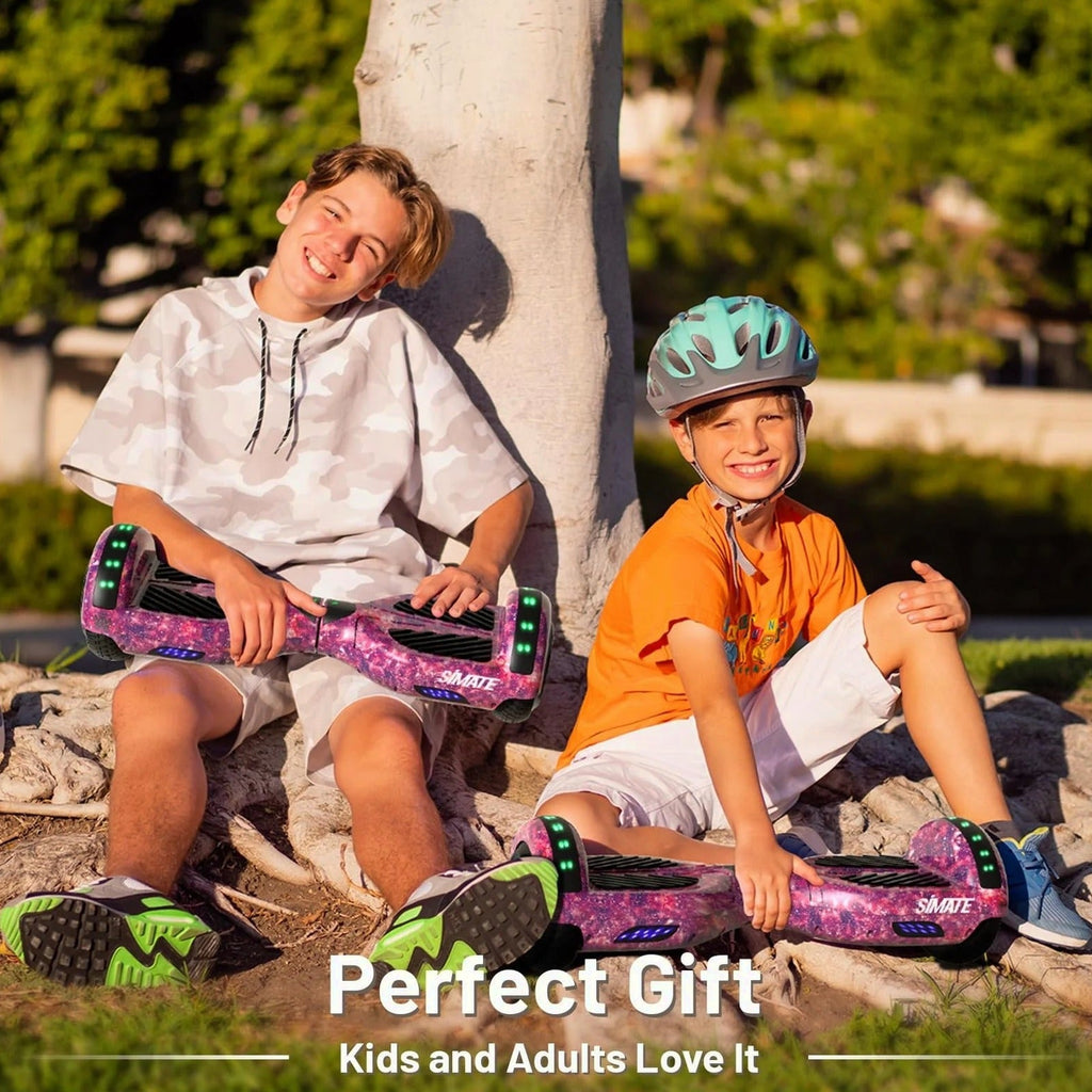 SIMATE 6.5in Self-Balancing Hoverboard With Bluetooth, LED Lights, Galaxy Purple - SIMATE Hoverboard