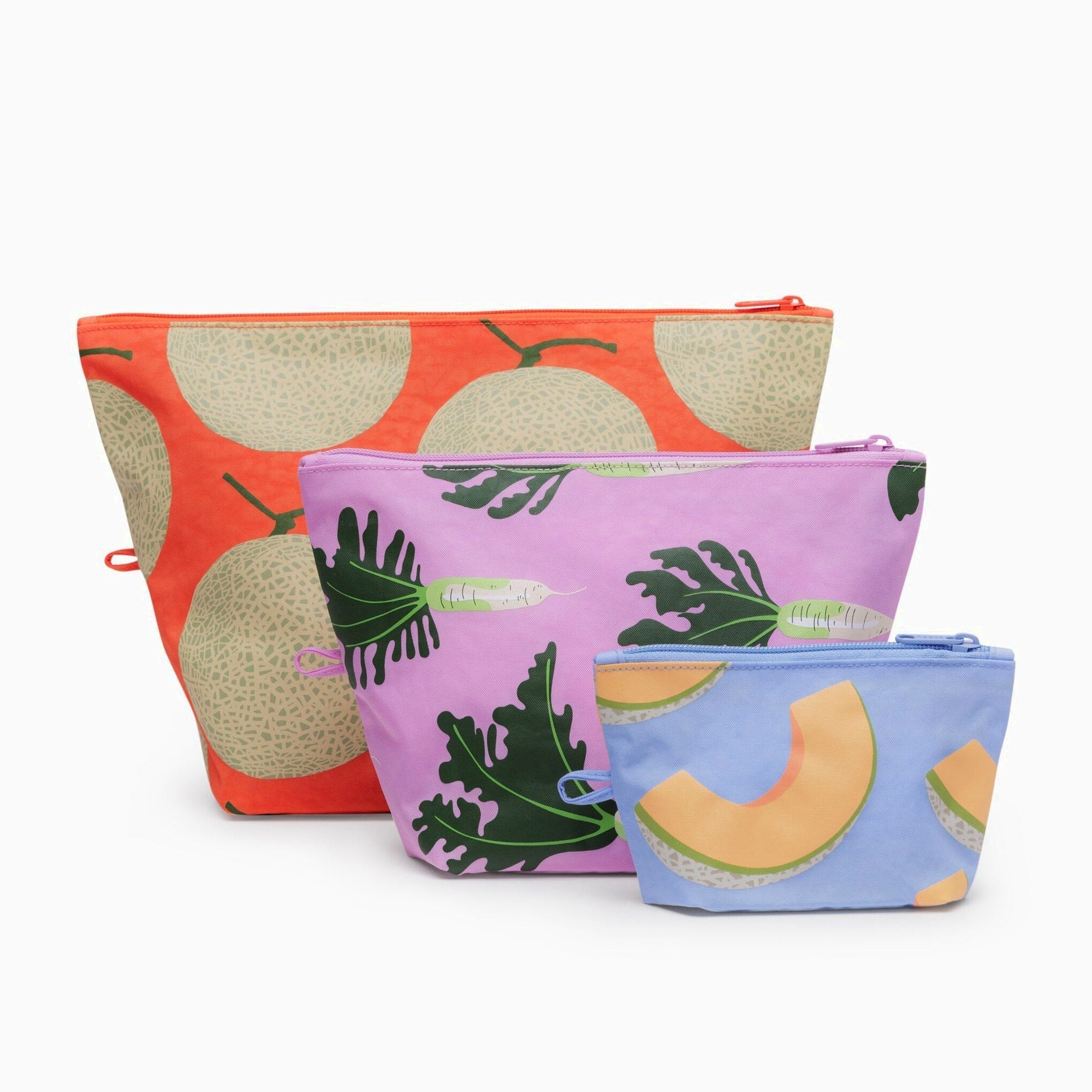 Baggu Recycled Nylon Go Pouches, Set Of 3, Japanese Produce
