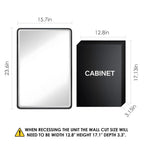 Dalattin Metal Bathroom Medicine Cabinet With Mirror, Recessed Or Wall Mounted, 16x24 Inch, Black