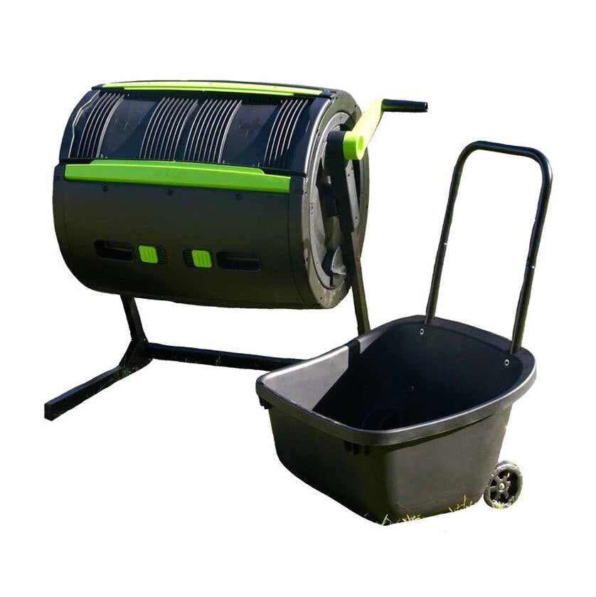 Maze 65-Gallon Compost Tumbler With 12-Gallon Cart, Black - 41.3 x 30 x 45 in