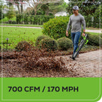 Greenworks 80V Brushless Cordless Leaf Blower, 700 CFM / 170 MPH, 2.5Ah Battery And 40-Min Rapid Charger