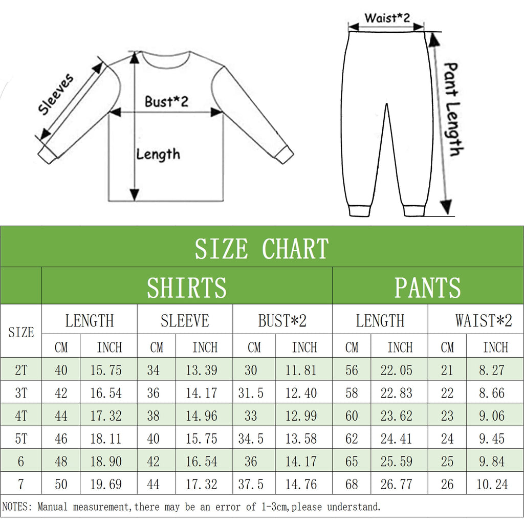 POPTEM Toddler Halloween Pajamas Glow in the Dark Long Sleeve 2-Piece Sleepwear 4T