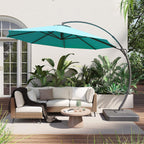 LAUSAINT HOME 11 FT Beige Curvy Cantilever Patio Umbrella With Base