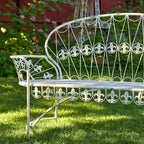Antique White Curved-Back Garden Bench - Paris 1968