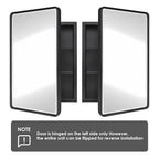 Dalattin Metal Bathroom Medicine Cabinet With Mirror, Recessed Or Wall Mounted, 16x24 Inch, Black