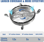 JANZ 24 in Pressure Washer Surface Cleaner With 4 Wheels, Dual Handle, Stainless Steel Housing, 4 Nozzle Cores And 2 Hose Adapters