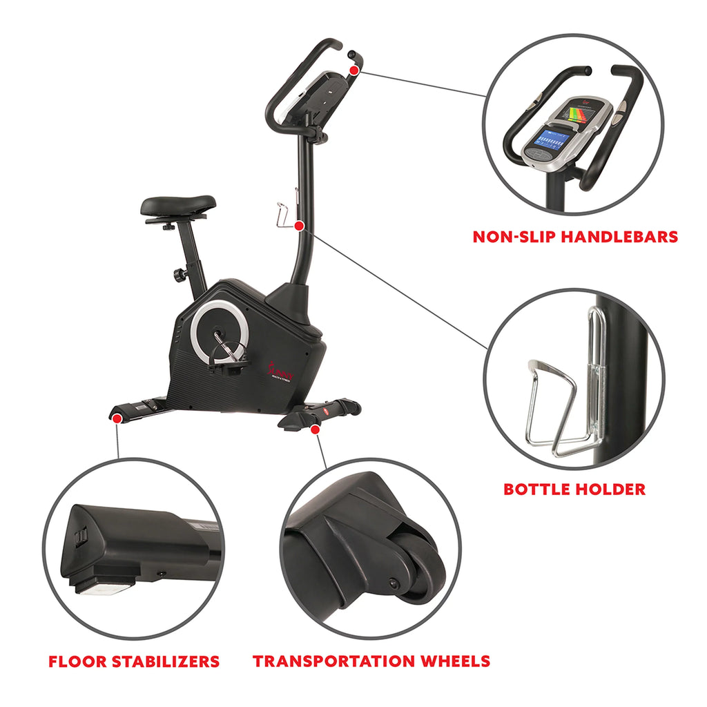 Sunny Health & Fitness Magnetic Upright Exercise Bike With LCD Pulse Monitor - SF-B2883