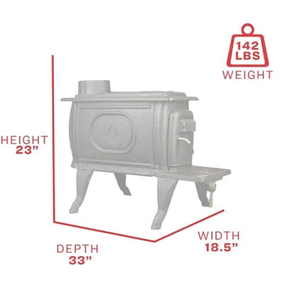 Logwood Cast Iron Wood Stove, 900 Sq. Ft., EPA Exempt - 1269E