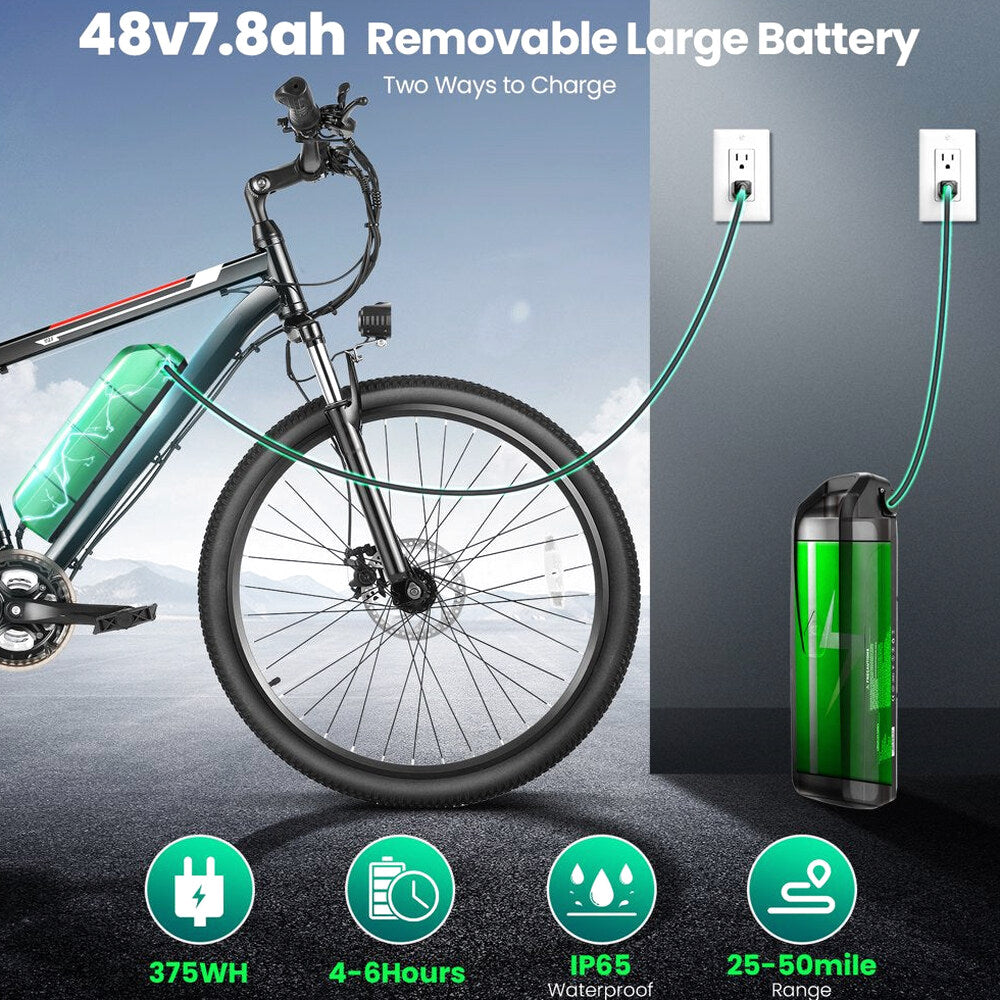 Gocio Adult Electric Mountain Bike 26 inch 500W 48V 7.8AH