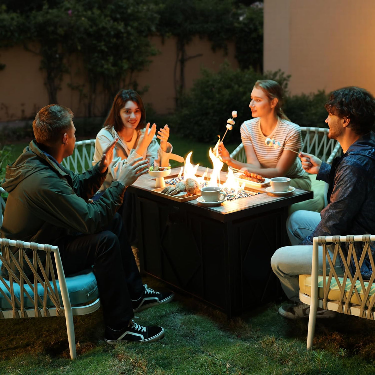 BALI OUTDOORS Propane Fire Pit Table 42 inch Black