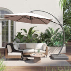 LAUSAINT HOME 11 FT Beige Curvy Cantilever Patio Umbrella With Base