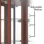 Cherry Corner Curio Cabinet With 6-Tier Display Shelf And Interior Lighting