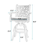 MAISON ARTS Cast Aluminum Patio Bar Set, 3-Piece, Bronze - Round Or Square Table