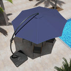 LAUSAINT HOME 11 FT Beige Curvy Cantilever Patio Umbrella With Base