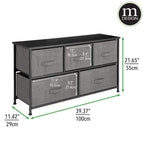 mDesign Wide Storage Dresser With 5 Removable Fabric Drawers - Dark Gray