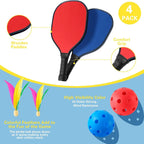 Slsy Portable Pickleball Set With Net, 4 Paddles, 4 Outdoor Pickleballs And 12 Birdies