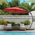 LAUSAINT HOME 11 FT Beige Curvy Cantilever Patio Umbrella With Base