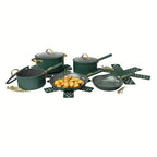 Thyme & Table Non-Stick 12-Piece Granite Cookware Set, Hunter Green