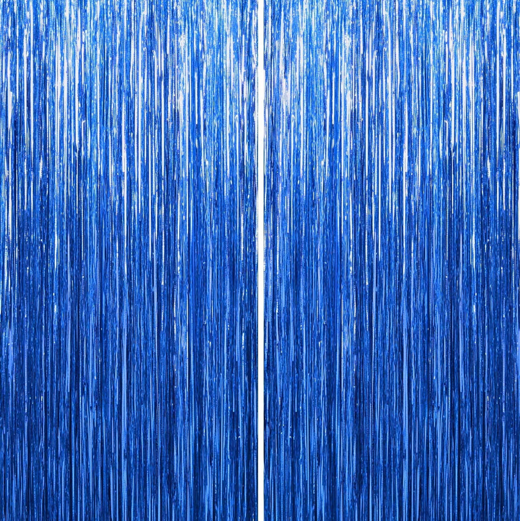 Sm:)e 2-Pack Light Bright Silver Foil Fringe Curtains for Events - Birthday, Wedding, Graduation, Christmas, Baby Shower, various festivals Decor Photo Booth Fun!