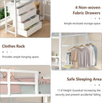 Twin Metal Loft Bed Frame With U-Shaped Desk, Storage Headboard, LED Lights, Power Outlet And 4 Drawers