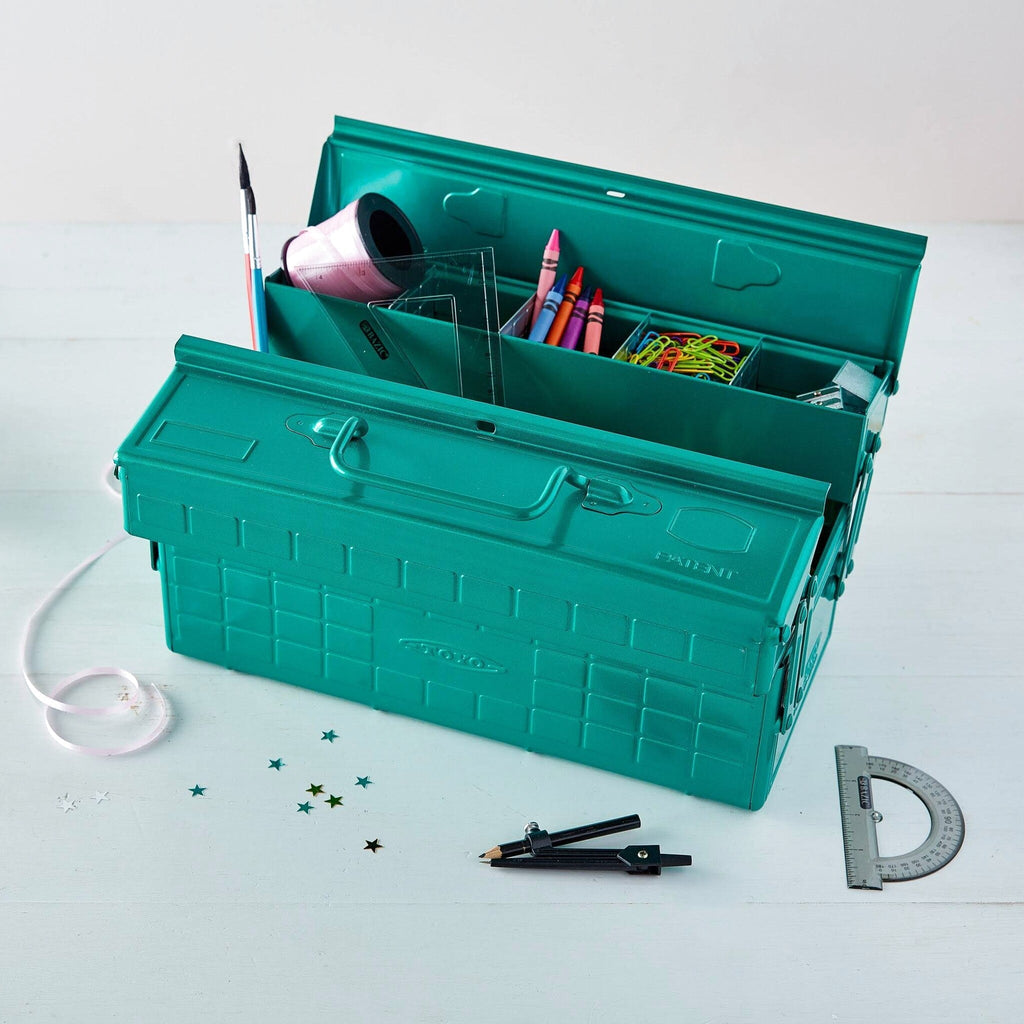 Toyo Steel Cantilever Tool Box, Green, 8.5h x 13.75w x 6.3d - ST-350