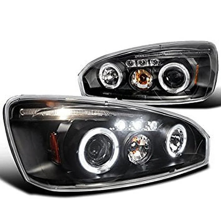 Spec-D Tuning Black Projector Headlights With Dual Halo Rings And LED Lights - 2LHP-MBU04JM-TM