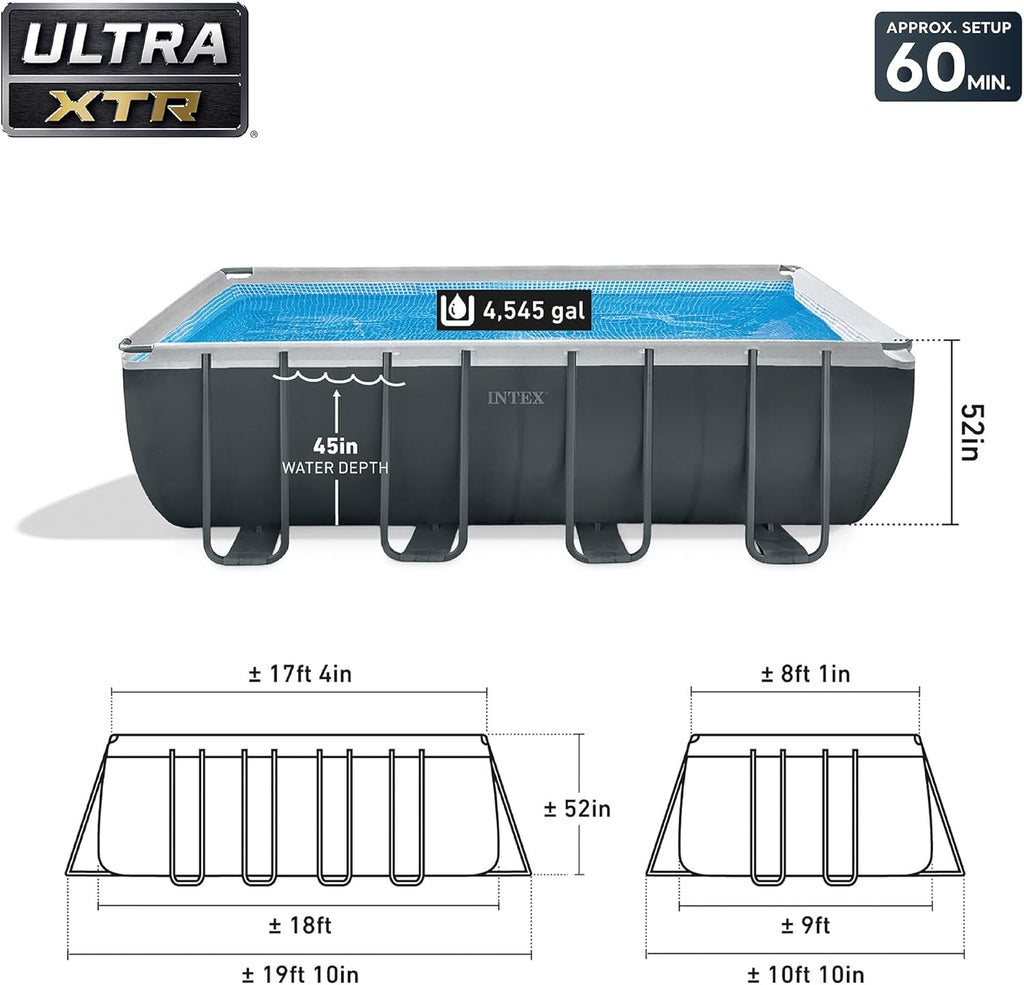 Intex Ultra XTR Rectangular Frame Above Ground Pool Set, 18' x 9' x 52"