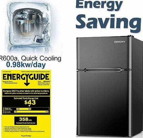 Euhomy 3.2 Cu.Ft Mini Refrigerator With Freezer