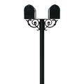 QualArc Hanford Twin Mailbox Post System With Scroll Supports, Black, 69 x 22 x 19 in - HPWS2-000-E1