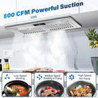 30 Inch Built-In Range Hood 800 CFM 3-Speed Touch Control