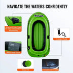 SKYSHALO 2-Person PVC Inflatable Boat With Aluminum Oars And High-Output Pump