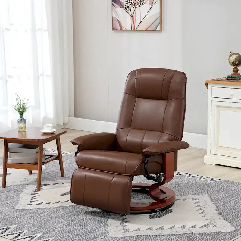 HomCom Manual Swivel Recliner Chair With Extendable Footrest - Faux Leather