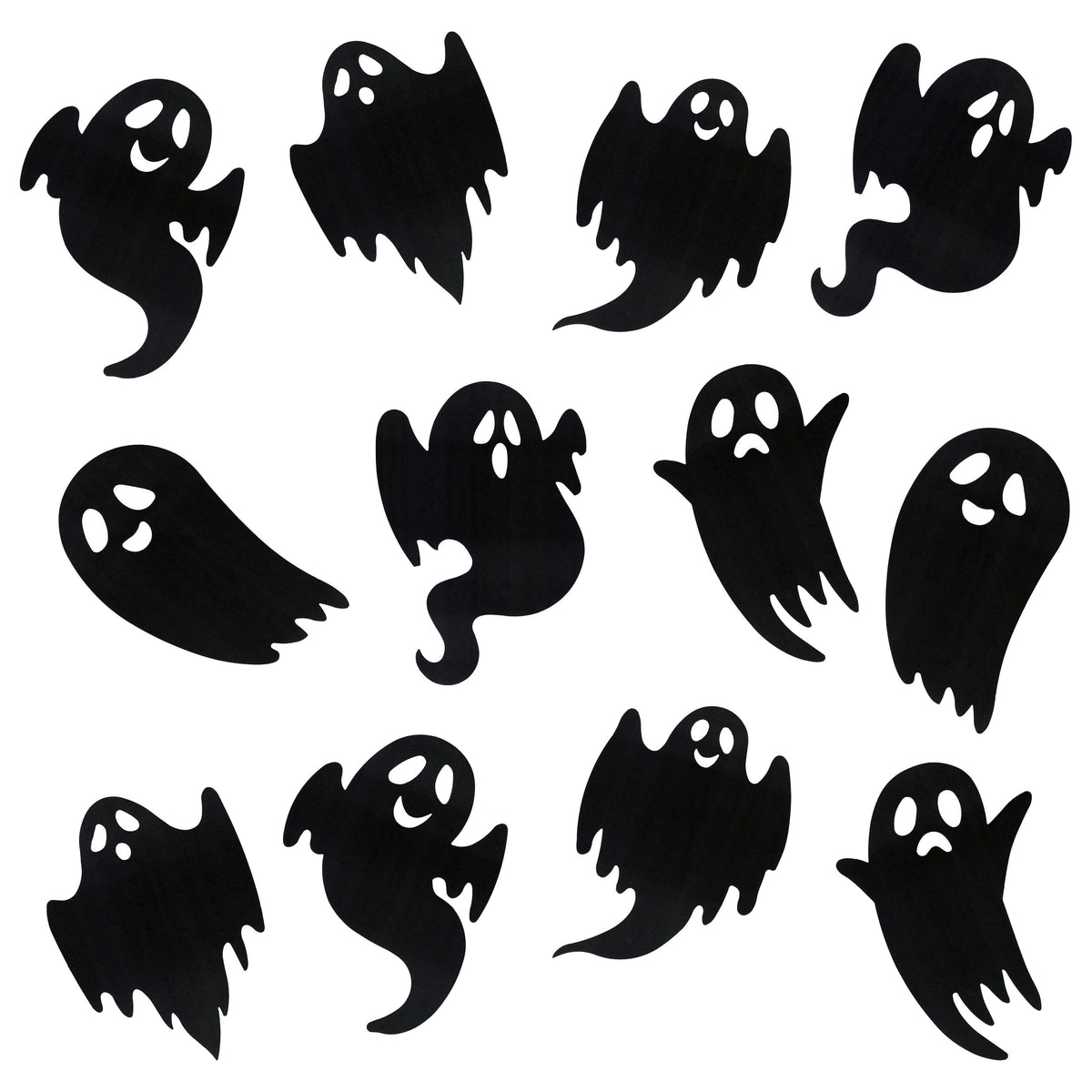 Paper Ghost Cutouts Decoration, Black, 12 Pieces, Halloween by Way To Celebrate
