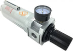 NPT Compressed Air In-Line Filter Regulator Combo, Metal Bowl, 5 Micron, 7 To 175 PSI - Auto Drain
